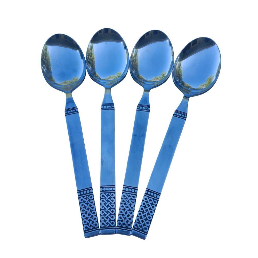 Danika MSI Japan Stainless 8 1/4 Serving Spoons Set 4 Celtic Knot Flatware Lot